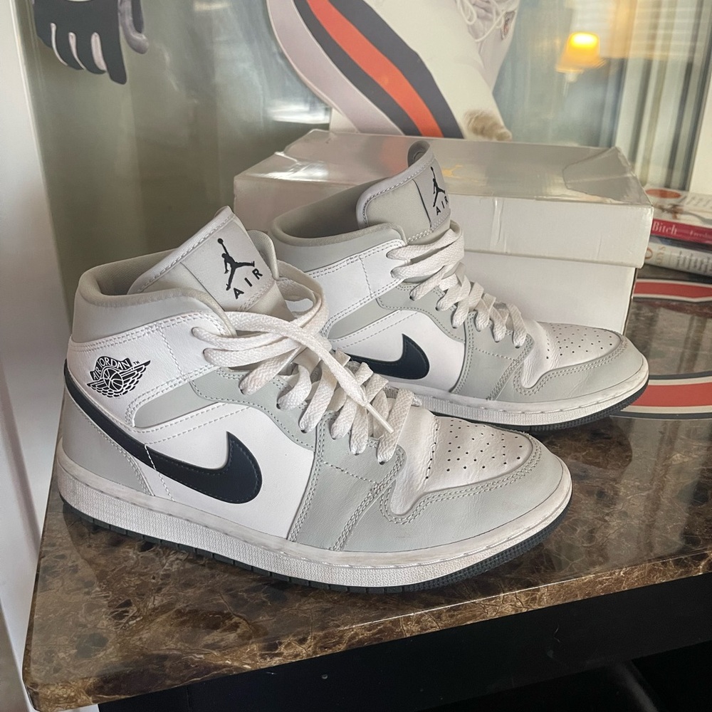 Women’s Air Jordan 1 White and Gray Sneakers